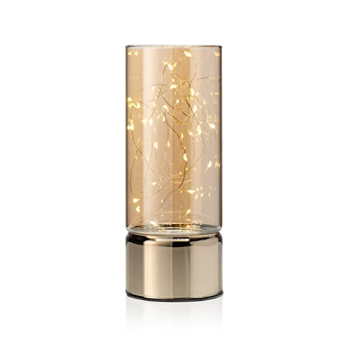 Auraglow Draht-Reislicht, Glaszylinder-Batterielaterne – warme LEDs, integrierte Timer-Option – Lichterkette für den Innenbereich für dekorative Heimdekoration – (mittel) von Auraglow