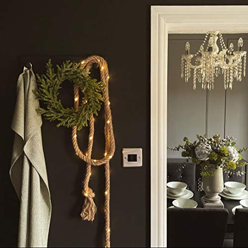 Auraglow Batteriebetriebene Lichterkette mit 60 LEDs, für drinnen und draußen, für Haus und Garten, natürliches Hanfseil, ideal für Kaminsims, Pavillons, Pfosten und Bäume von Auraglow