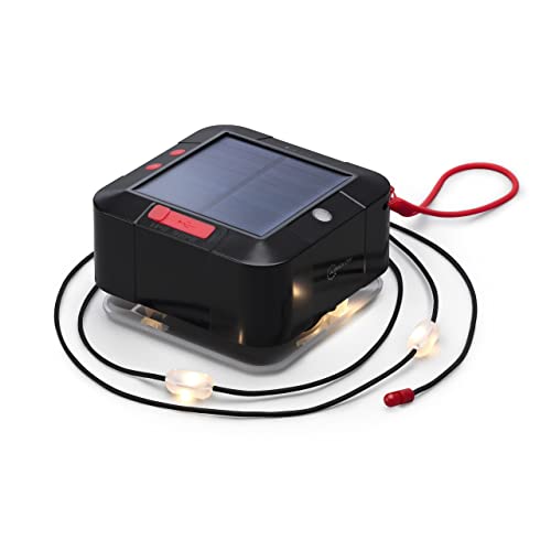 Auraglow Solar- & USB-LED-Lichterkette für den Außenbereich, wiederaufladbarer Akku, integrierte Taschenlampe & Powerbank, ideal für Camping, Zelt, Pavillon, Sonnenschirm & Gartenbeleuchtung, Schwarz von Auraglow