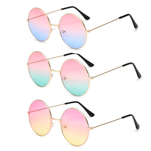 Aurasky 3 Paar Rund Party Brillen, Retro Party Sonnenbrille, Party Brille, Lustige Partybrillen, Hippie Sonnenbrille Rund für Geburtstagsfeier Fasching Karneval Halloween Aurasky 3 Paar Rund Party Brillen, Retro Party Sonnenbrille, Party Brille, Lustige Partybrillen, Hippie Sonnenbrille Rund für Geburtstagsfeier Fasching Karneval Halloween von Aurasky