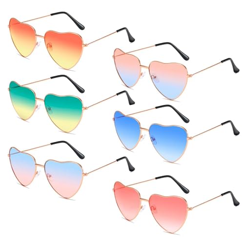 Aurasky 6 Paar Herz Party Brillen, Retro Party Sonnenbrille, Party Brille Bunt, Hippie Gläser Brille für Party Foto Requisiten Fasching Halloween Geburtstagsfeier Aurasky 6 Paar Herz Party Brillen, Retro Party Sonnenbrille, Party Brille Bunt, Hippie Gläser Brille für Party Foto Requisiten Fasching Halloween Geburtstagsfeier von Aurasky