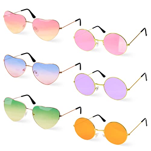 Aurasky 6 Paar Herz/Rund Party Brillen, Retro Party Sonnenbrille, Party Brille Bunt, Hippie Gläser Brille für Party Foto Requisiten Fasching Halloween Geburtstagsfeier Aurasky 6 Paar Herz/Rund Party Brillen, Retro Party Sonnenbrille, Party Brille Bunt, Hippie Gläser Brille für Party Foto Requisiten Fasching Halloween Geburtstagsfeier von Aurasky