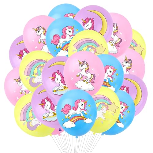 Einhorn Luftballons, 42 Stück 12 Zoll Einhorn Latex Ballon, Luftballon Rosa Gelb Blau Lila, Unicorn Ballon für Mädchen Geburtstags Festival Party Hochzeit Dekoration von Aurasky
