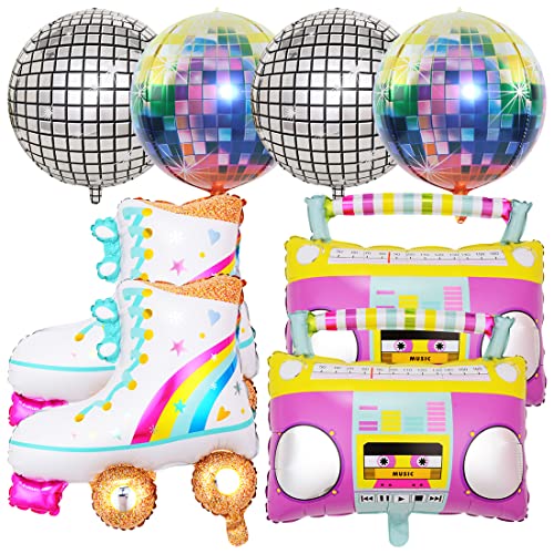 Folienballon Disco, Regenbogen Rollschuh Luftballons, Folienballon Radio, Disco Party Deko Ballons, 80er 90er Jahre Retro Party Deko für Disco Hip Hop Mottoparty Geburtstags Karneval von Aurasky