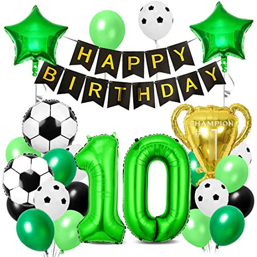 Fußball Luftballon 10 Jahre, Folienballons Fussball, Geburtstagsdeko Fußball 10, Trophäe Luftballon, Ballons Grün Schwarz, für Kinder Junge Geburtstag Party Dekoration Fußball Luftballon 10 Jahre, Folienballons Fussball, Geburtstagsdeko Fußball 10, Trophäe Luftballon, Ballons Grün Schwarz, für Kinder Junge Geburtstag Party Dekoration von Aurasky