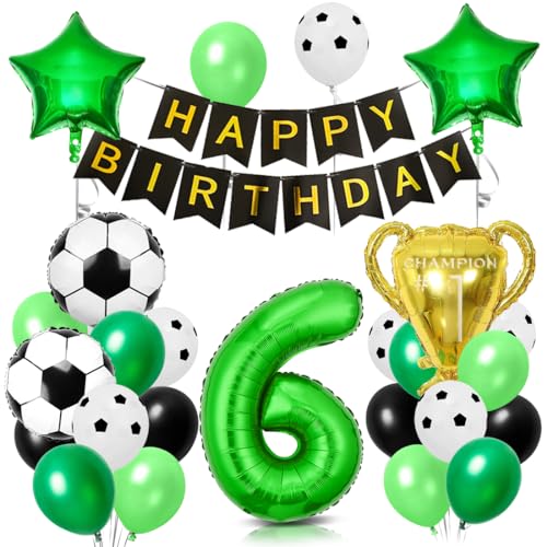 Fußball Luftballon 6 Jahre, Folienballons Fussball, Geburtstagsdeko Fußball 6, Trophäe Luftballon, Ballons Grün Schwarz, für Kinder Junge Geburtstag Party Dekoration Fußball Luftballon 6 Jahre, Folienballons Fussball, Geburtstagsdeko Fußball 6, Trophäe Luftballon, Ballons Grün Schwarz, für Kinder Junge Geburtstag Party Dekoration von Aurasky