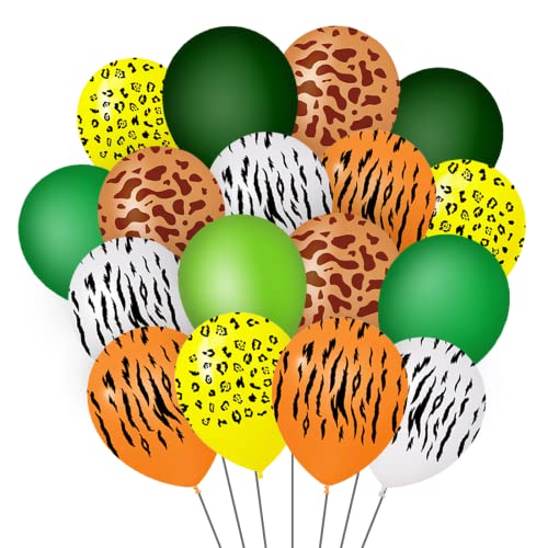 Luftballons Dschungel, Ballons Jungle Safari, 42 Stück 12 Zoll Latex Druck Ballon, Wildtiere Party Deko, Dschungel Party Zubehör für Kinder Geburtstag Mottoparty Dekoration von Aurasky
