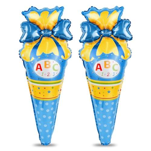 Luftballons Einschulung, Deko Einschulung Junge, ABC Zuckertüten Folienballon Blau, Schultüte Deko, Schulanfang Ballon für Schulstart Schulkind Schuleinführung von Aurasky
