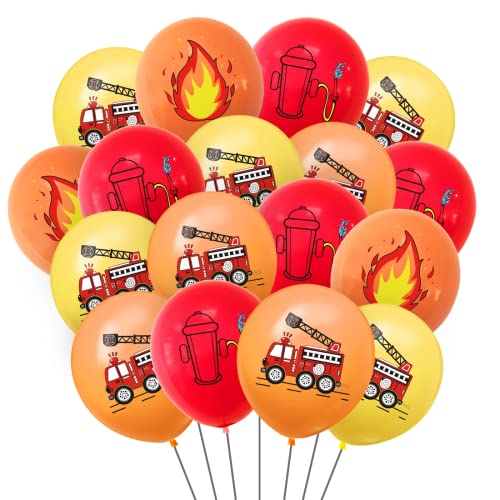 Luftballons Feuerwehr, Ballon Feuerwehrauto, 40 Stück 12 Zoll Latex Ballons Rot Gelb Orange, Feuerwehrmann Kinder Deko für Party Geburtstag Mottoparty von Aurasky