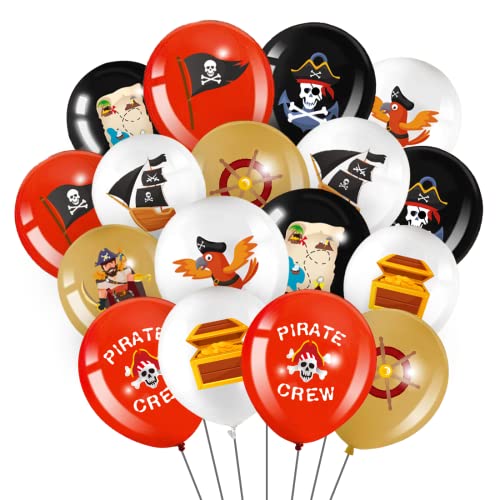 Luftballons Piraten, 45 Stück 12 Zoll Latex Ballon Schwarz Rot Weiß, Luftballons Piratenschiff Totenkopf, Piraten Party Zubehör für Kinder Geburtstag Mottoparty Halloween Dekoration von Aurasky