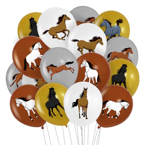 Pferd Thema Luftballons, 40 Stück 12 Zoll Latex Ballons, Western Cowboy Partydeko, Luftballons Grau Braun, für Kinder Party Geburtstag Mottoparty Dekoration von Aurasky