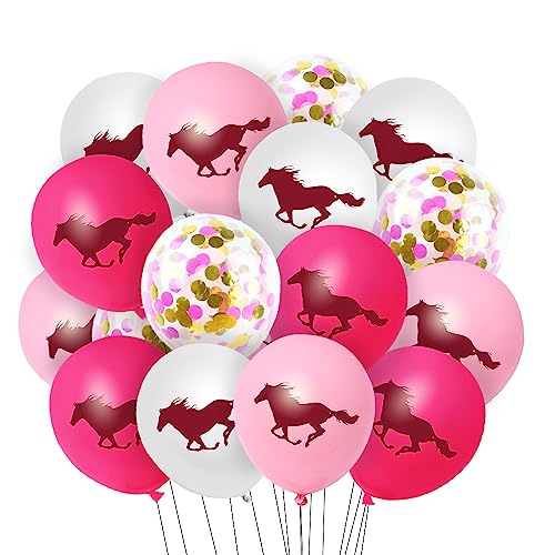 Pferd Thema Luftballons, 40 Stück 12 Zoll Latex Ballons, Western Cowgirl Partydeko, Luftballons Rosa Konfetti, für Kinder Party Geburtstag Mottoparty Dekoration von Aurasky