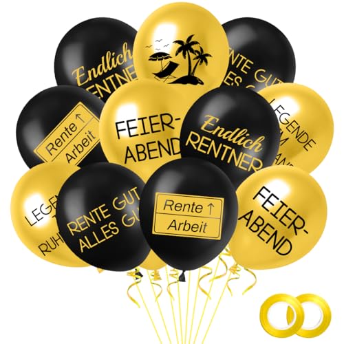 Ruhestand Luftballons, 36 Stück 12 Zoll Latex Ballons, Endlich Rentner Ballons, Rente Deko, Luftballons Schwarz Gold, Renteneintritt Geschenk für Männer Frauen Pensionierung Party von Aurasky