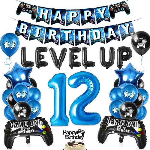 Videospiel Luftballon 12. Geburtstag Blau, Geburtstag 12 jahre Junge Spiel, Ballons Blau Schwarz, Zahl 12 Folienballon, für Kinder Junge Geburtstag Party Dekoration Videospiel Luftballon 12. Geburtstag Blau, Geburtstag 12 jahre Junge Spiel, Ballons Blau Schwarz, Zahl 12 Folienballon, für Kinder Junge Geburtstag Party Dekoration von Aurasky