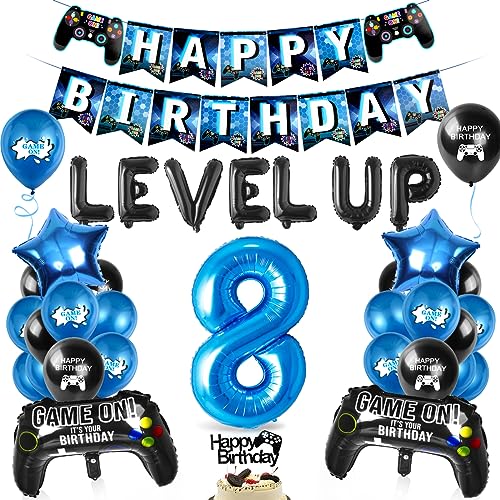 Videospiel Luftballon 8. Geburtstag Blau, Geburtstag 8 jahre Junge Spiel, Ballons Blau Schwarz, Zahl 8 Folienballon, für Kinder Junge Geburtstag Party Dekoration Videospiel Luftballon 8. Geburtstag Blau, Geburtstag 8 jahre Junge Spiel, Ballons Blau Schwarz, Zahl 8 Folienballon, für Kinder Junge Geburtstag Party Dekoration von Aurasky