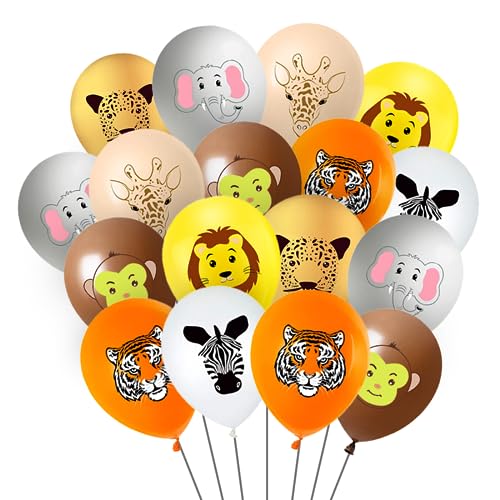 Luftballons Tiere, Ballons Jungle Safari, 35 Stück 12 Zoll Latex Druck Ballon, Wildtiere Party Deko, Dschungel Party Zubehör für Kinder Geburtstag Mottoparty Dekoration von Aurasky
