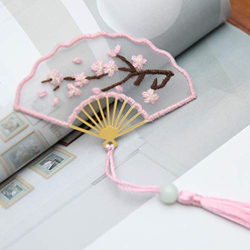 Aureate DIY Stickstich-Set, fächerförmige Fransenquasten, Organza-Lesezeichen, Blumendekoration (rosa Pflaume) von Aureate