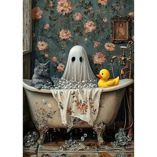 Auremi 5D Gothic Diamond Painting Erwachsene Kits, DIY Geist Badewanne Diamond Painting Bilder, Mosaikherstellung Malen Nach Zahlen Full Drill Cross Stickerei Malerei Kits für Home Décor 30 x 40cm von Auremi