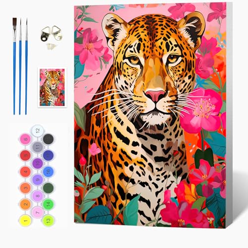 Auremi Bunter Leopard Malen nach Zahlen Set für Erwachsene Kinder mit Holzrahmen,Tiere Paint by Numbers Set Mit Ölgemälde für Anfänger, Leinwand, Pinsel und Farben Wanddekoration 20x30cm Auremi Bunter Leopard Malen nach Zahlen Set für Erwachsene Kinder mit Holzrahmen,Tiere Paint by Numbers Set Mit Ölgemälde für Anfänger, Leinwand, Pinsel und Farben Wanddekoration 20x30cm von Auremi