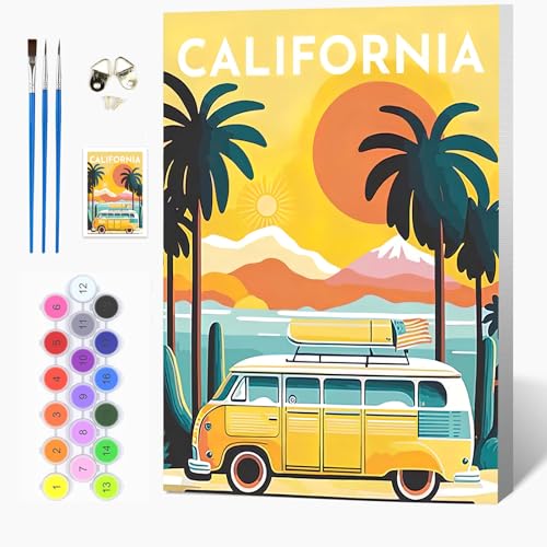 Auremi DIY CALIFORNIA Malen nach Zahlen Set für Erwachsene Kinder mit Holzrahmen,Landschaft Paint by Numbers Set Mit Ölgemälde für Anfänger Perfekte Geschenkidee und Wanddekoration 20x30cm Auremi DIY CALIFORNIA Malen nach Zahlen Set für Erwachsene Kinder mit Holzrahmen,Landschaft Paint by Numbers Set Mit Ölgemälde für Anfänger Perfekte Geschenkidee und Wanddekoration 20x30cm von Auremi
