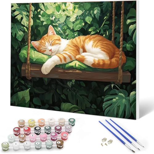 Auremi DIY Katze Malen nach Zahlen Set für Erwachsene Kinder mit Holzrahmen,Tiere Paint by Numbers Set für Anfänger Kunstkit Mit 3 - Pinseln und Acrylfarbe Leinwand Kit Wandkunst 20x30cm Auremi DIY Katze Malen nach Zahlen Set für Erwachsene Kinder mit Holzrahmen,Tiere Paint by Numbers Set für Anfänger Kunstkit Mit 3 - Pinseln und Acrylfarbe Leinwand Kit Wandkunst 20x30cm von Auremi