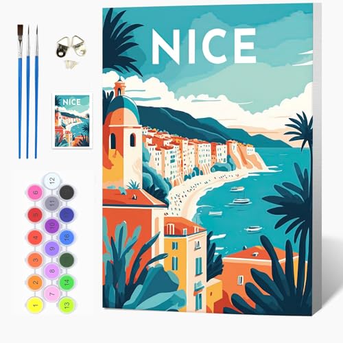 Auremi DIY NICE Malen nach Zahlen Set für Erwachsene Kinder mit Holzrahmen,Landschaft Paint by Numbers Set Mit Ölgemälde für Anfänger Perfekte Geschenkidee und Wanddekoration 20x30cm von Auremi