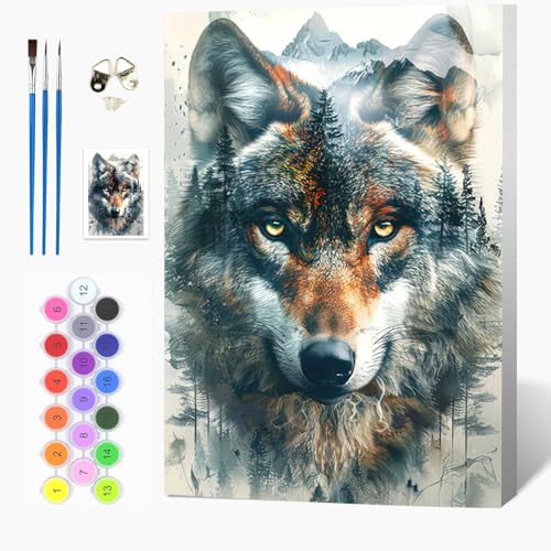 Auremi DIY Wölfe Malen nach Zahlen Set für Erwachsene Kinder mit Holzrahmen,Tiere Paint by Numbers Set Mit Ölgemälde für Anfänger Perfekte Geschenkidee und Wanddekoration 20x30cm Auremi DIY Wölfe Malen nach Zahlen Set für Erwachsene Kinder mit Holzrahmen,Tiere Paint by Numbers Set Mit Ölgemälde für Anfänger Perfekte Geschenkidee und Wanddekoration 20x30cm von Auremi