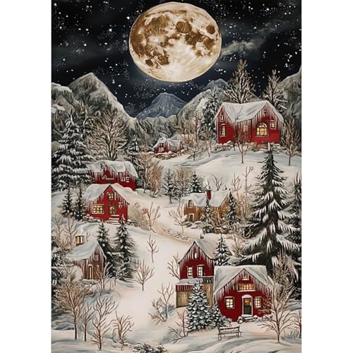 Auremi Diamond Painting Winter Dorf Diamant Painting Bilder Weihnachten Diamond Art Erwachsene Full DIY Diamant Kunst Malerei Stickerei Set Kreuzstich 30x40cm von Auremi