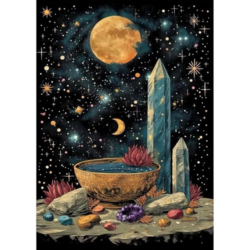 Auremi Kristallstein Diamond Painting Erwachsene, 5D Diamant Painting Bilder Erwachsene, DIY Mond Diamond Painting Bilder Diamant Malerei Set für Wanddekoration 30x40cm von Auremi