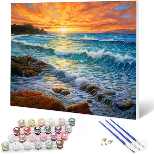 Auremi Meer Malen nach Zahlen Erwachsene & Kinder,Landschaft Paint by Numbers Set Mit Ölgemälde für Anfänger mit Holzrahmen 20x30cm DIY Kunstkit Mit 3 - Pinseln und Acrylfarbe Leinwand Kit Auremi Meer Malen nach Zahlen Erwachsene & Kinder,Landschaft Paint by Numbers Set Mit Ölgemälde für Anfänger mit Holzrahmen 20x30cm DIY Kunstkit Mit 3 - Pinseln und Acrylfarbe Leinwand Kit von Auremi