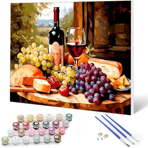 Auremi Obst Malen nach Zahlen Erwachsene Kinder,Rotwein Paint by Numbers Set Mit Ölgemälde für Anfänger mit Holzrahmen 20x30cm DIY Kunstkit Mit 3 Pinseln und Acrylfarbe knitterfreie leinwand Kit Auremi Obst Malen nach Zahlen Erwachsene Kinder,Rotwein Paint by Numbers Set Mit Ölgemälde für Anfänger mit Holzrahmen 20x30cm DIY Kunstkit Mit 3 Pinseln und Acrylfarbe knitterfreie leinwand Kit von Auremi