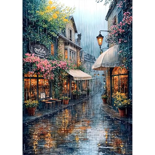 Auremi Straße Diamond Painting Erwachsene, 5D Diamant Painting Bilder Erwachsene, DIY Landschaft Diamond Painting Bilder Diamant Malerei Set für Wanddekoration 30x40cm von Auremi