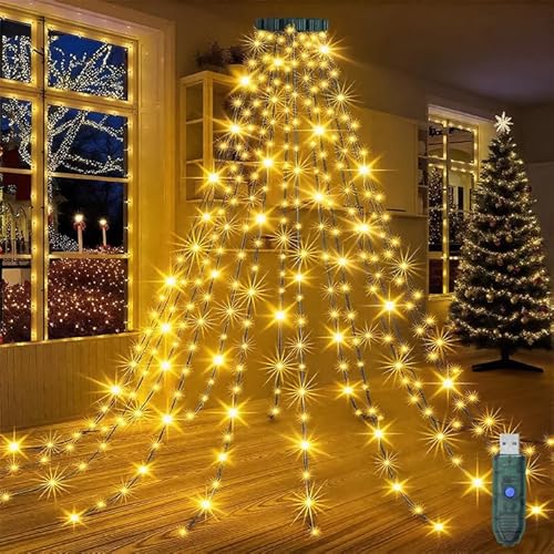 2 m LED Weihnachtsbaum Lichterkette mit 280 LEDs & 8 Ringen, Warmweiß Christbaum Lichterkette, USB 5V/2A, für Innen & Außen, passend für 150 cm/180 cm/210 cm/240 cm Bäume 2 m LED Weihnachtsbaum Lichterkette mit 280 LEDs & 8 Ringen, Warmweiß Christbaum Lichterkette, USB 5V/2A, für Innen & Außen, passend für 150 cm/180 cm/210 cm/240 cm Bäume von Aurevita