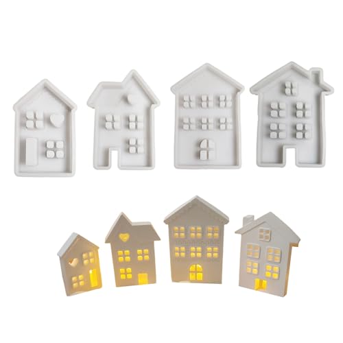 Packung 4 Haus Dekore Silikonformen 3D Hausformharz Crafting Formen Home Ornament Formen Silikonformen Set Set Packung 4 Haus Dekore Silikonformen 3D Hausformharz Crafting Formen Home Ornament Formen Silikonformen Set Set von Aurgiarme
