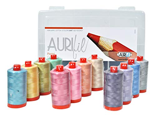 Aurifil Garn-Set, Pastell-Kollektion, 50 W, Baumwolle, 12 große Spulen Aurifil Garn-Set, Pastell-Kollektion, 50 W, Baumwolle, 12 große Spulen von Aurifil