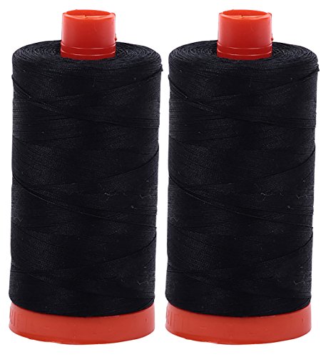 Aurifil Mako 50 W Nähfaden, 2 große Spulen: Schwarz (2692 x 2) von Aurifil