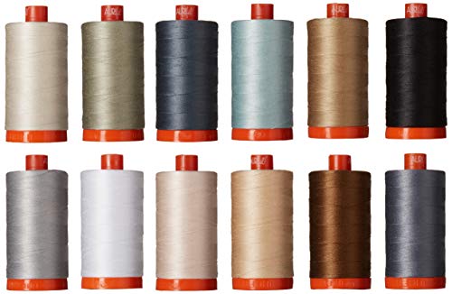 Christa Quilts CW50PQN12 Aurifil Garn-Set, 12 große Spulen, Gewicht 50, sortiert, 12 Stück (1 Stück) von Aurifil