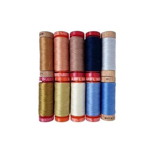 Conway Cottage by Karen Lewis 10 kleine Spulen – 100% ägyptische Baumwolle – ideal für Handstickerei, Quilten, Steppnähen, dekoratives Nähen – hergestellt in Italien von Aurifil