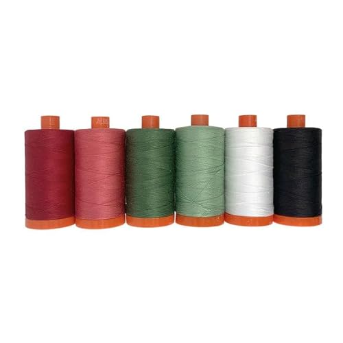Monique Jacobs Christmas Night 6 große Spulen 50 W – 100 % ägyptische Baumwolle – ideal für Handstickerei, Quilten, Steppnähen, dekoratives Nähen – hergestellt in Italien von Aurifil