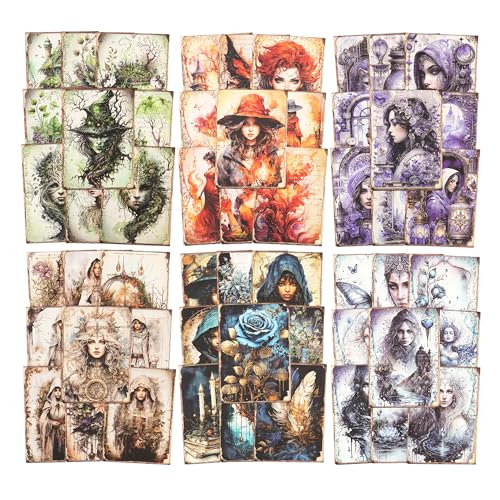 AuriicLeaf Hexerei Scrapbook-Papier-Set, 180 Stück, Gothic-Ephemera-Packung für Junk Journaling, Scrapbooking, Basteln, DIY-Projekte, Tagebücher und Vintage-Kunstbedarf von AuriicLeaf