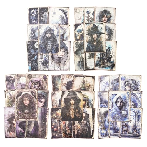 AuriicLeaf Magisches Scrapbook-Papier-Set, 150 Stück, Hexen-Ephemera-Packung für Junk Journaling, Scrapbooking, Basteln, DIY-Projekte, Tagebücher und Kunstbedarf von AuriicLeaf