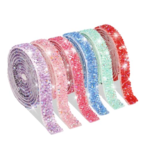 Auriselle 1 Yards 6 Farben Selbstklebendes Strassband Set, Breit Bunte Hochglänzende Strasssteine Glitzerband Selbstklebend, Hochzeit Party Kleidung Bastelprojekte Glitzersteine Tape DIY-Dekorationen Auriselle 1 Yards 6 Farben Selbstklebendes Strassband Set, Breit Bunte Hochglänzende Strasssteine Glitzerband Selbstklebend, Hochzeit Party Kleidung Bastelprojekte Glitzersteine Tape DIY-Dekorationen von Auriselle