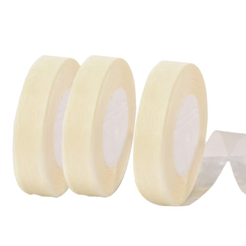 Auriselle 3 Rollen 25 mm x 45 Meter Organzaband, Band Transparentes Organza Breit Bänder DIY Geschenkband Schleifenband Dekoband für Tischband Stoffband Weihnachtsbaum Hochzeitsdekoration, Weiß von Auriselle