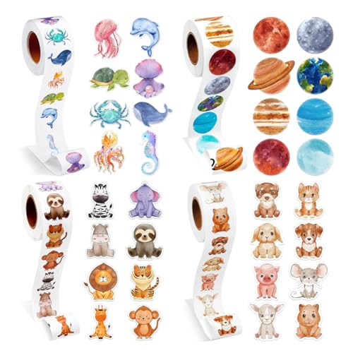 Auriselle Kinder Tier Planet Sticker Rolle, 4 Roll 2000 Stickers DIY-Lernaufkleber Wasserfest Stickers Roll Aufkleber Für Kinder Scrapbook Fotoalbum Geschenke Auriselle Kinder Tier Planet Sticker Rolle, 4 Roll 2000 Stickers DIY-Lernaufkleber Wasserfest Stickers Roll Aufkleber Für Kinder Scrapbook Fotoalbum Geschenke von Auriselle