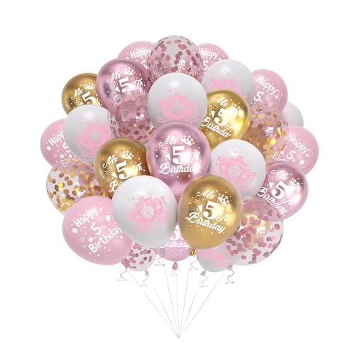 Aurmonigo 5. Geburtstag Dekorationen Mädchen – 50 Stück rosa Luftballons Happy 5th Birthday Partyzubehör, 30,5 cm Zahlen-Latexballon für 5 Jahre altes Mädchen, Party-Dekoration Aurmonigo 5. Geburtstag Dekorationen Mädchen – 50 Stück rosa Luftballons Happy 5th Birthday Partyzubehör, 30,5 cm Zahlen-Latexballon für 5 Jahre altes Mädchen, Party-Dekoration von Aurmonigo