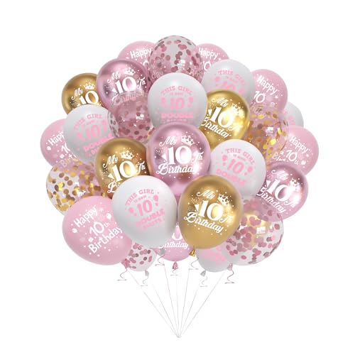 Aurmonigo Dekoration zum 10. Geburtstag für Mädchen – 50 Stück rosa Luftballons Happy 10th Birthday Partyzubehör, 30,5 cm bedruckte Zahlen-Latex-Ballon für 10-jährige Mädchen, Party-Dekoration Aurmonigo Dekoration zum 10. Geburtstag für Mädchen – 50 Stück rosa Luftballons Happy 10th Birthday Partyzubehör, 30,5 cm bedruckte Zahlen-Latex-Ballon für 10-jährige Mädchen, Party-Dekoration von Aurmonigo