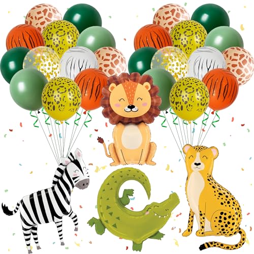 Aurmonigo Dschungelsafari-Tier-Luftballons – 24 Stück Tier-Party-Dekorationen mit Zebra-Tiger-Leoparden-Giraffen-Folienballons für Babyparty, Geburtstagsparty, Themen-Dekoration Aurmonigo Dschungelsafari-Tier-Luftballons – 24 Stück Tier-Party-Dekorationen mit Zebra-Tiger-Leoparden-Giraffen-Folienballons für Babyparty, Geburtstagsparty, Themen-Dekoration von Aurmonigo