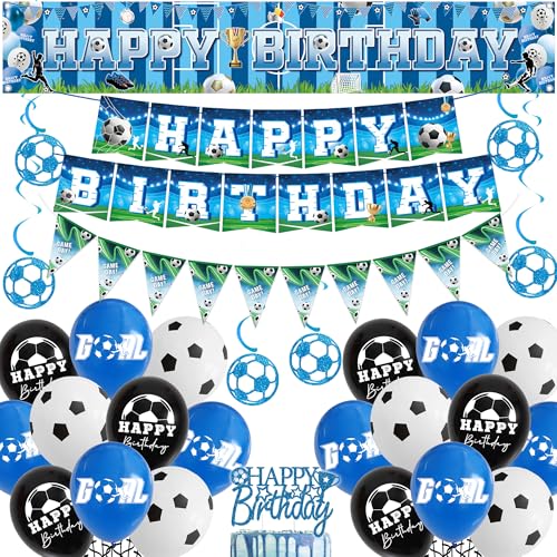 Fußball Geburtstag Dekorationen Party Luftballons - Blau Fußball Happy Birthday Cake Topper Banner Latex Ballon Hängende Wirbel, Sport Thema Wimpelkette Party Dekoration für Jungen und Fans Fußball Geburtstag Dekorationen Party Luftballons - Blau Fußball Happy Birthday Cake Topper Banner Latex Ballon Hängende Wirbel, Sport Thema Wimpelkette Party Dekoration für Jungen und Fans von Aurmonigo