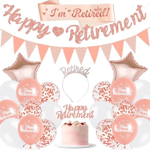 Happy Retirement Dekorationen Roségold von Aurmonigo