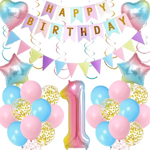 Regenbogen 1. Geburtstag Dekorationen Mädchen Regenbogen 1. Geburtstag Dekorationen Mädchen von Aurmonigo